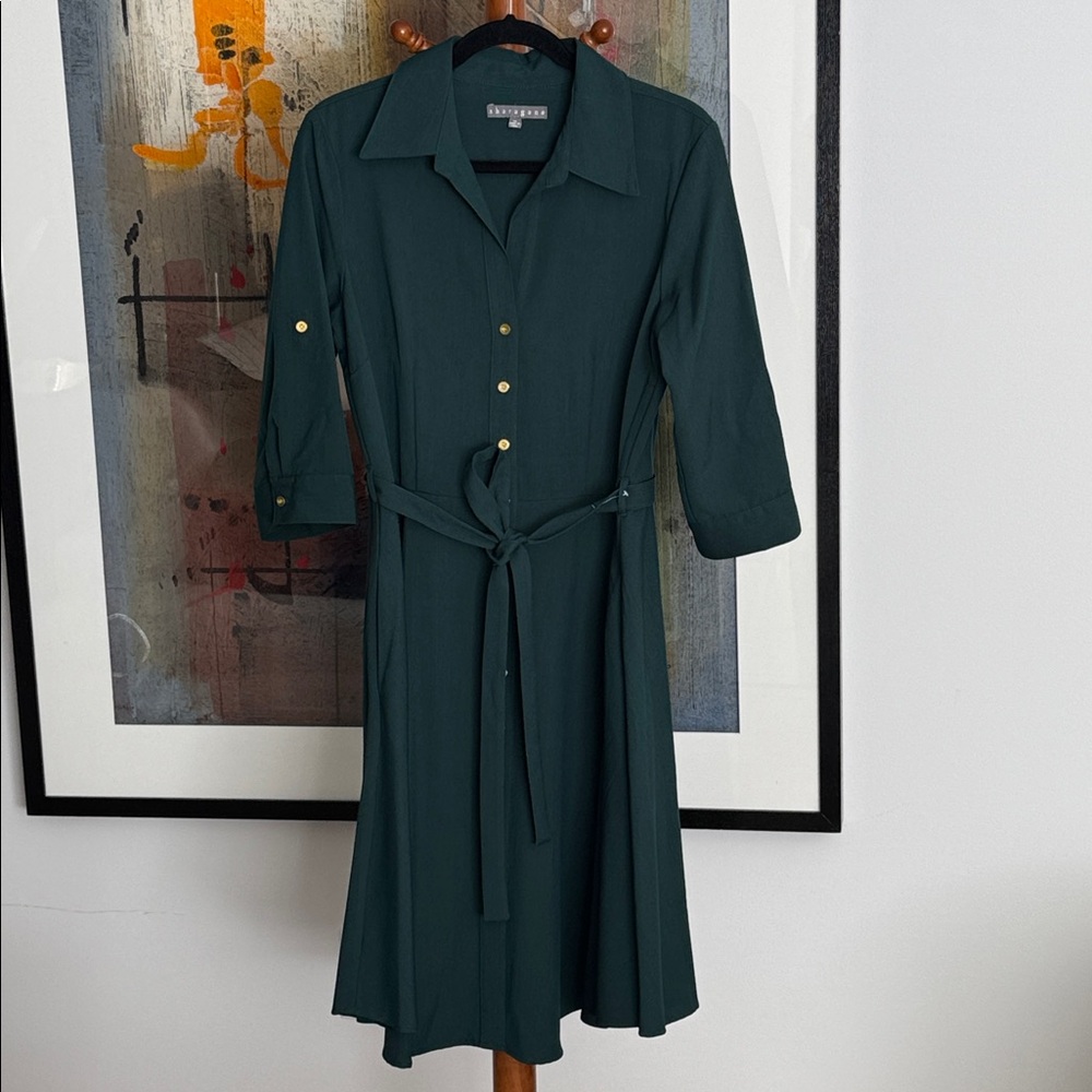 Sharagano Women’s Button-Up Dress with Belt